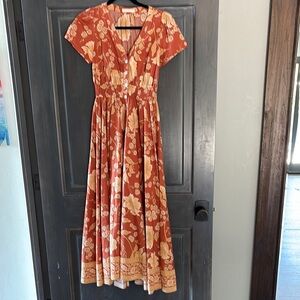 Spell Rust and Cream Floral Maxi Dress